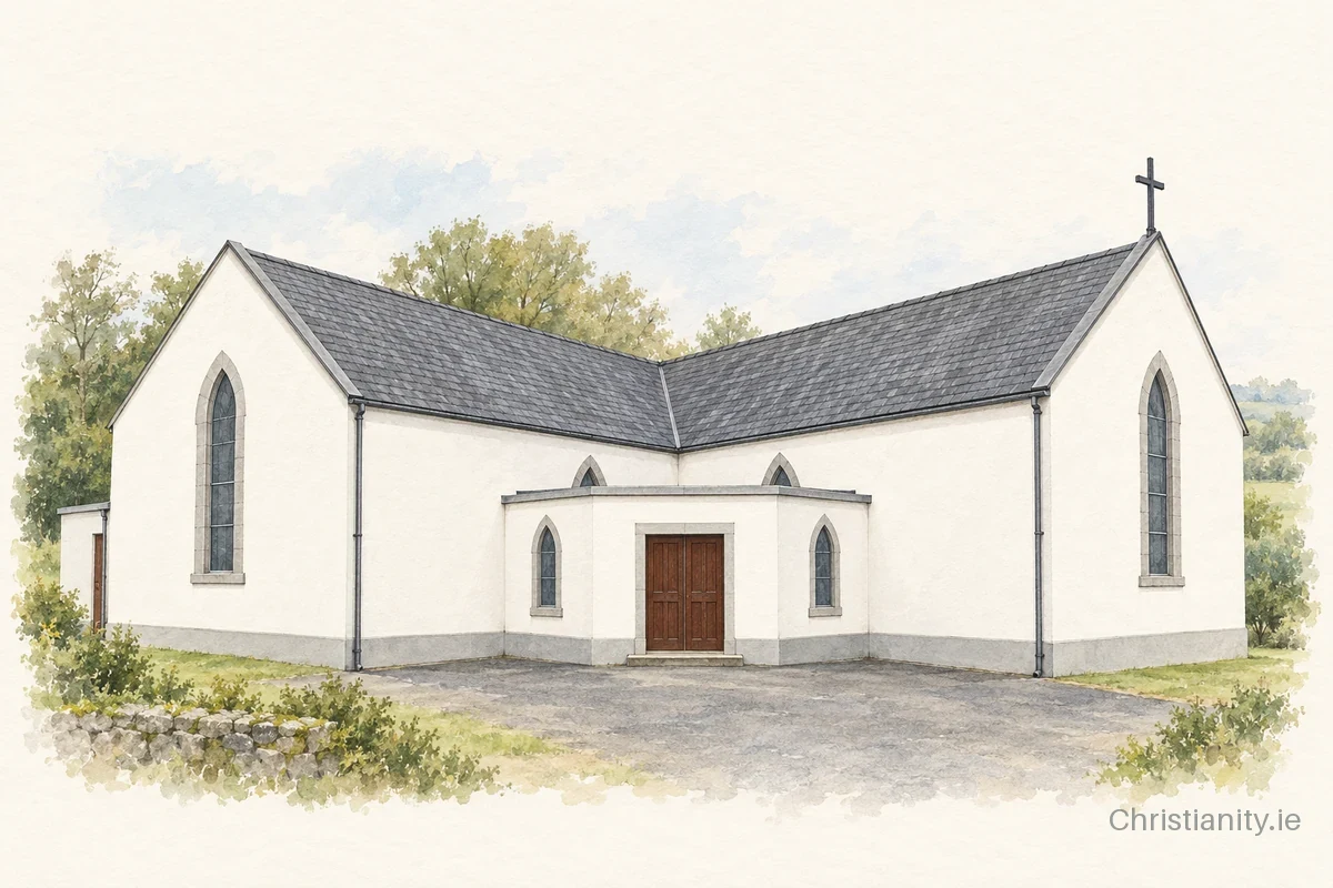 Watercolour and ink illustration of St Mary's Church, Carrick