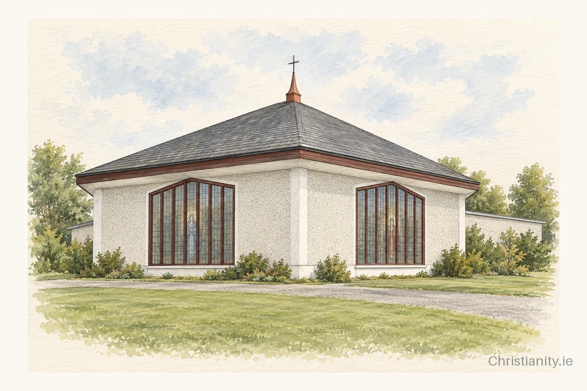 Watercolour and ink illustration of St. Mary’s Church, Clonaghadoo