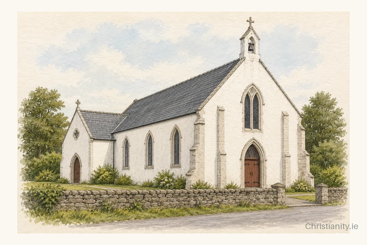 Watercolour and ink illustration of St. Mary's Church, Croom