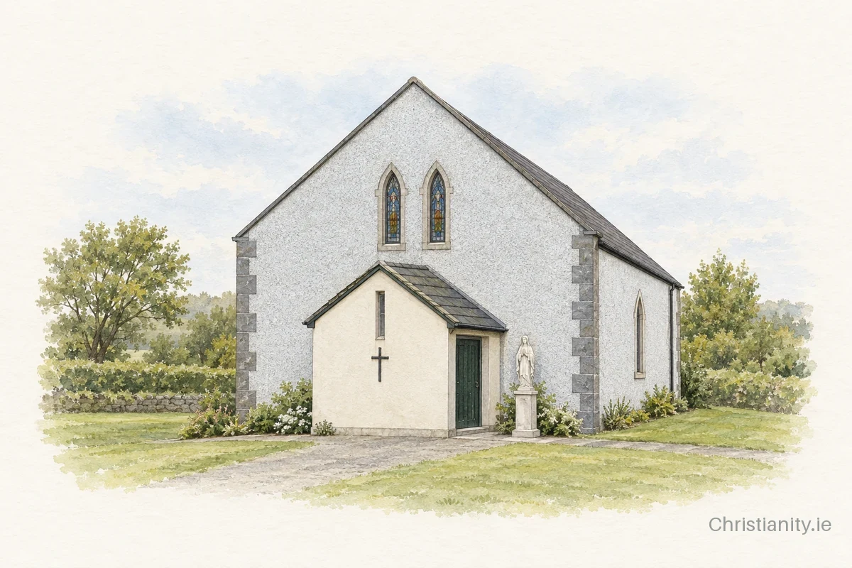 Watercolour and ink illustration of St. Mary's church, Foxfield
