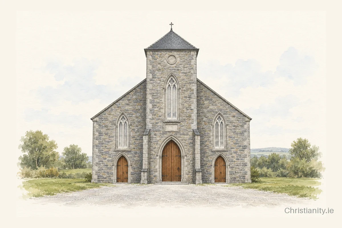 Watercolour and ink illustration of St Mary’s Church, Killenummery