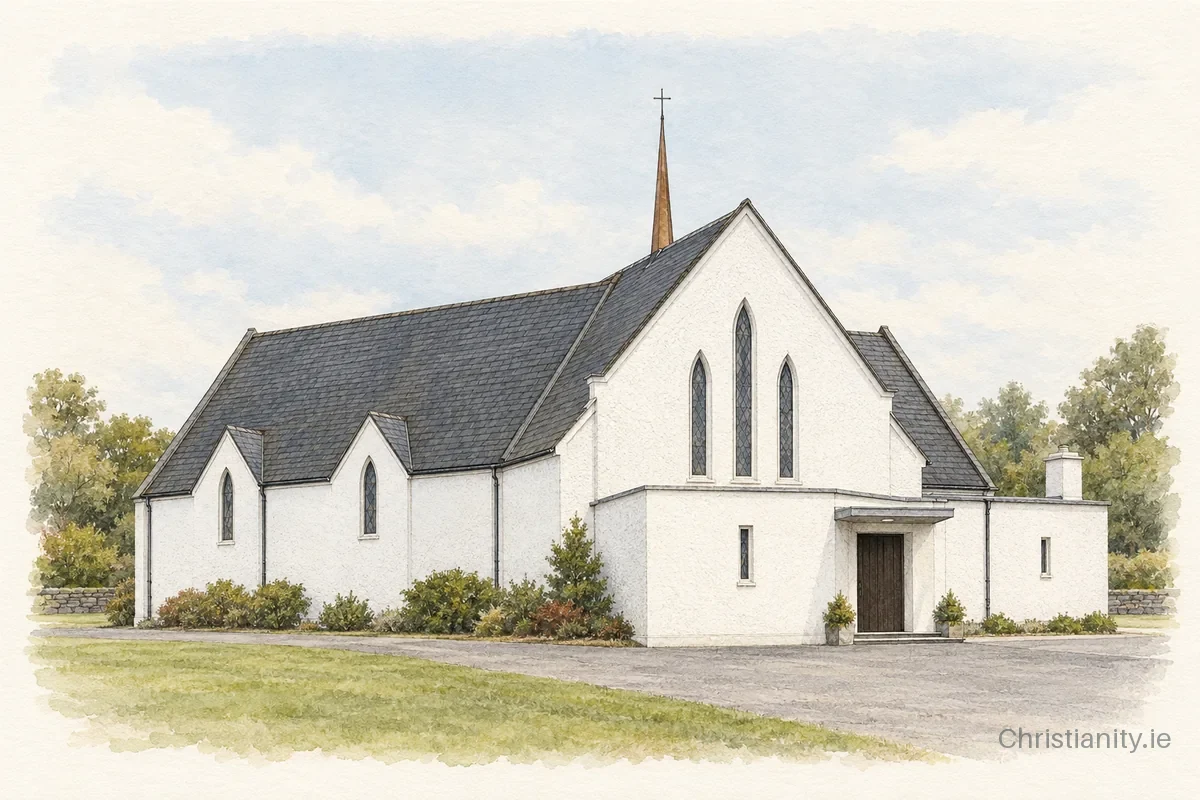 Watercolour and ink illustration of St. Mary's Church, Killererin