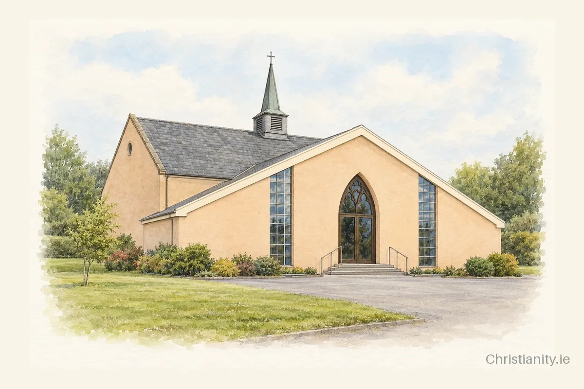 Watercolour and ink illustration of St. Mary's Church, Knockraha