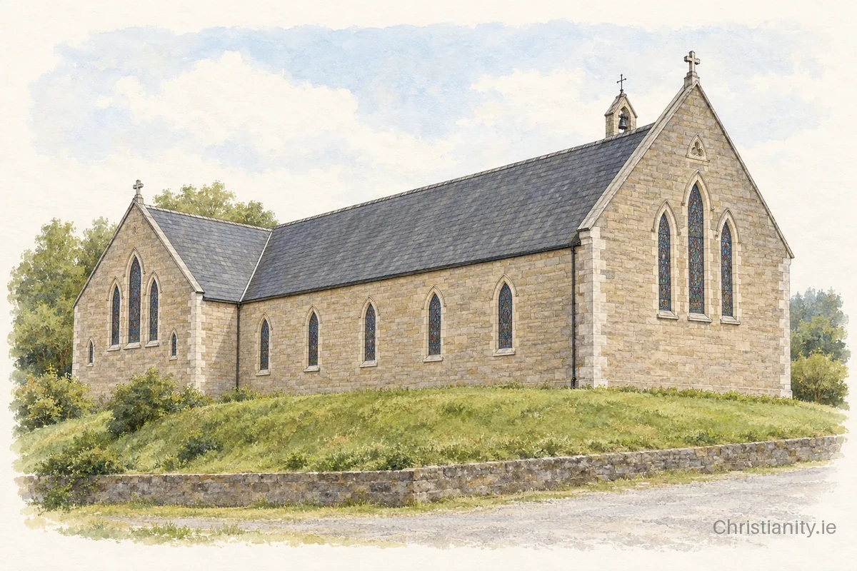 Watercolour and ink illustration of St Mary’s Church, Legga