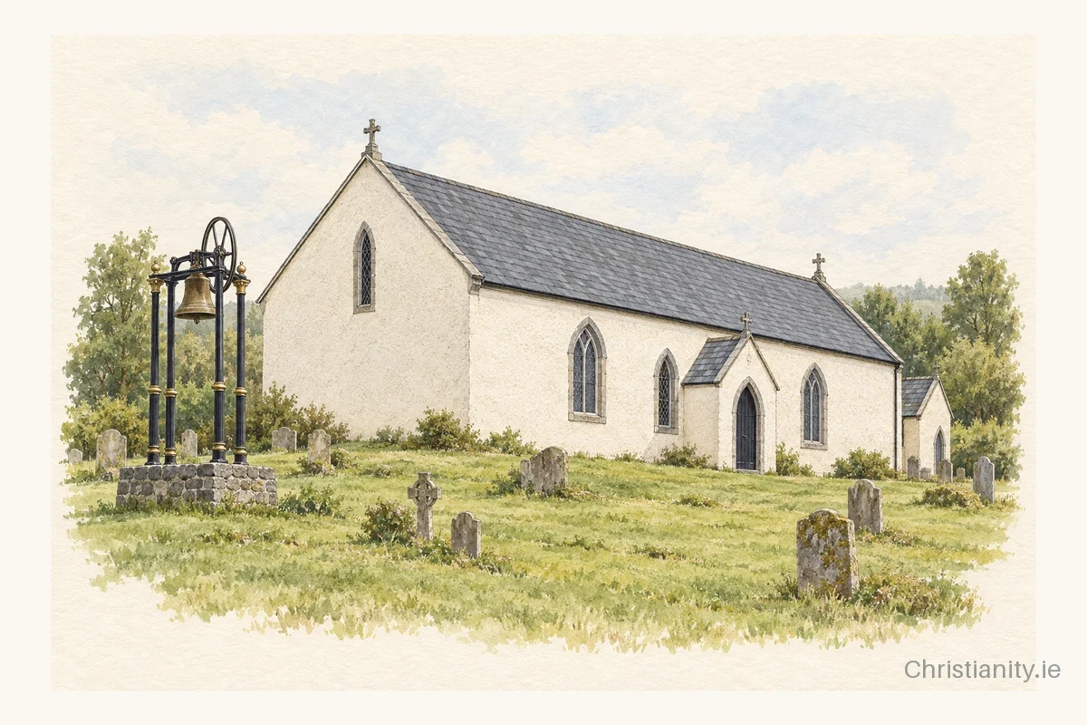 Watercolour and ink illustration of St Mary’s Church, Lisdoonan