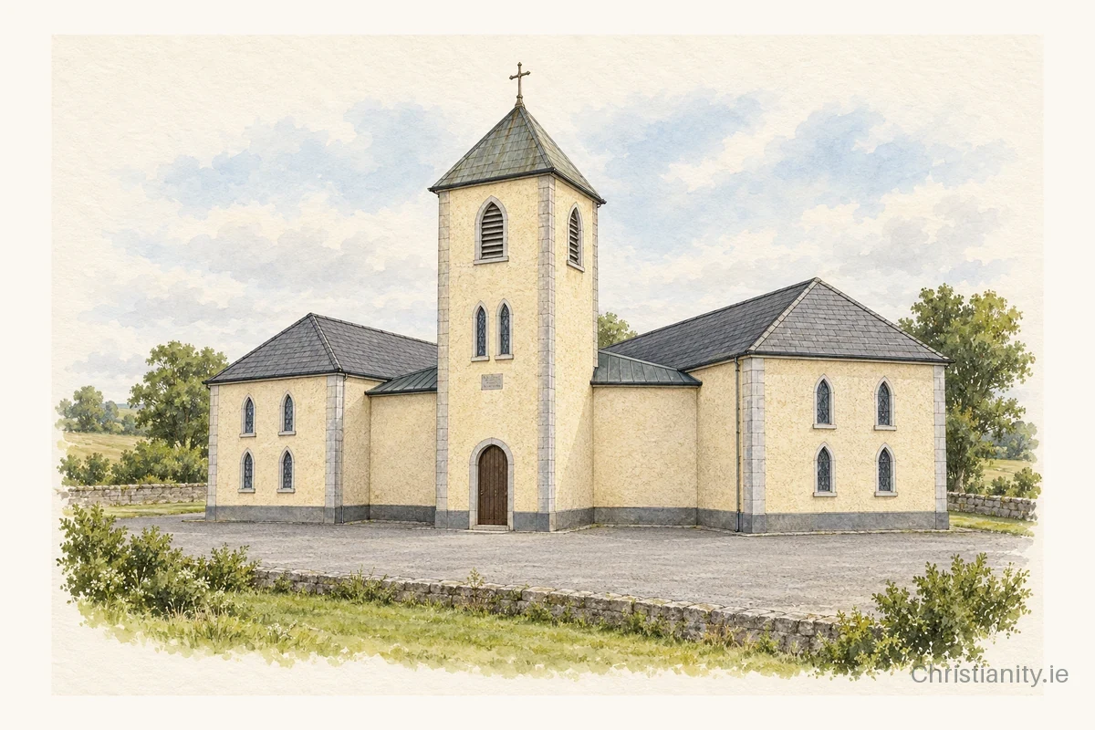 Watercolour and ink illustration of St Mary’s Church, Pollough
