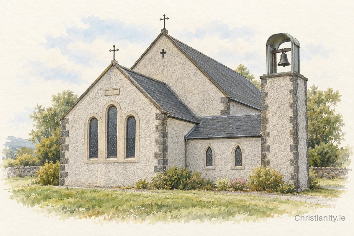 Watercolour and ink illustration of St Mary’s Coa