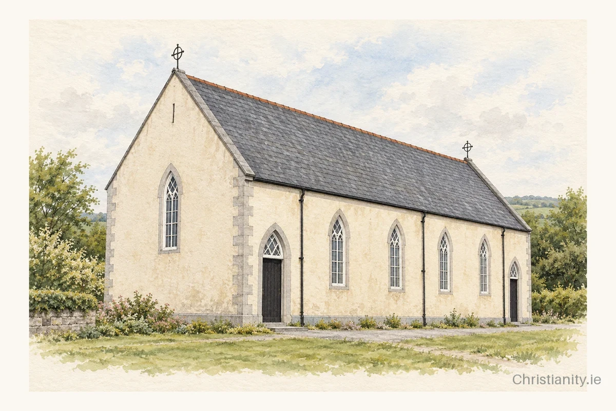 Watercolour and ink illustration of St Mary’s, Drumragh
