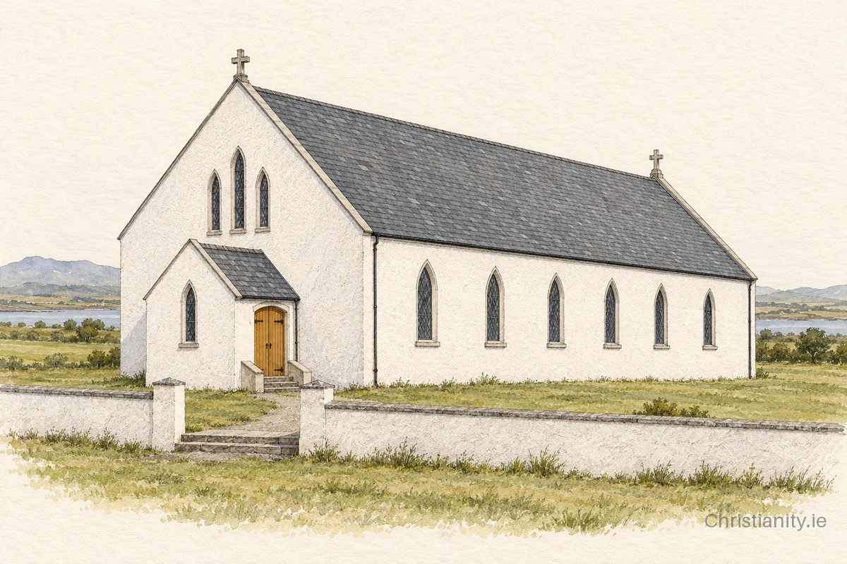 Watercolour and ink illustration of St Mary’s, Fanavolty