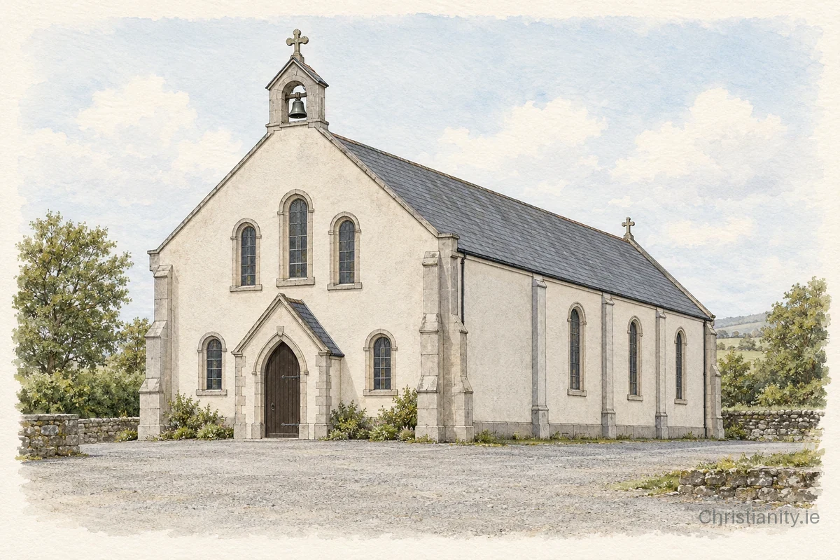 Watercolour and ink illustration of St Mary's, Granemore (Naomh Mhuire)