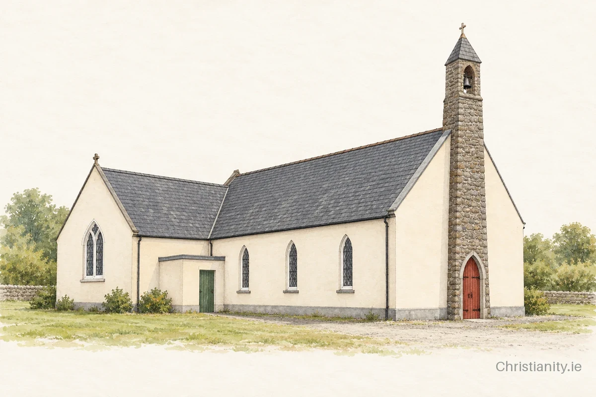 Watercolour and ink illustration of St. Mary’s, Kilmurry McMahon