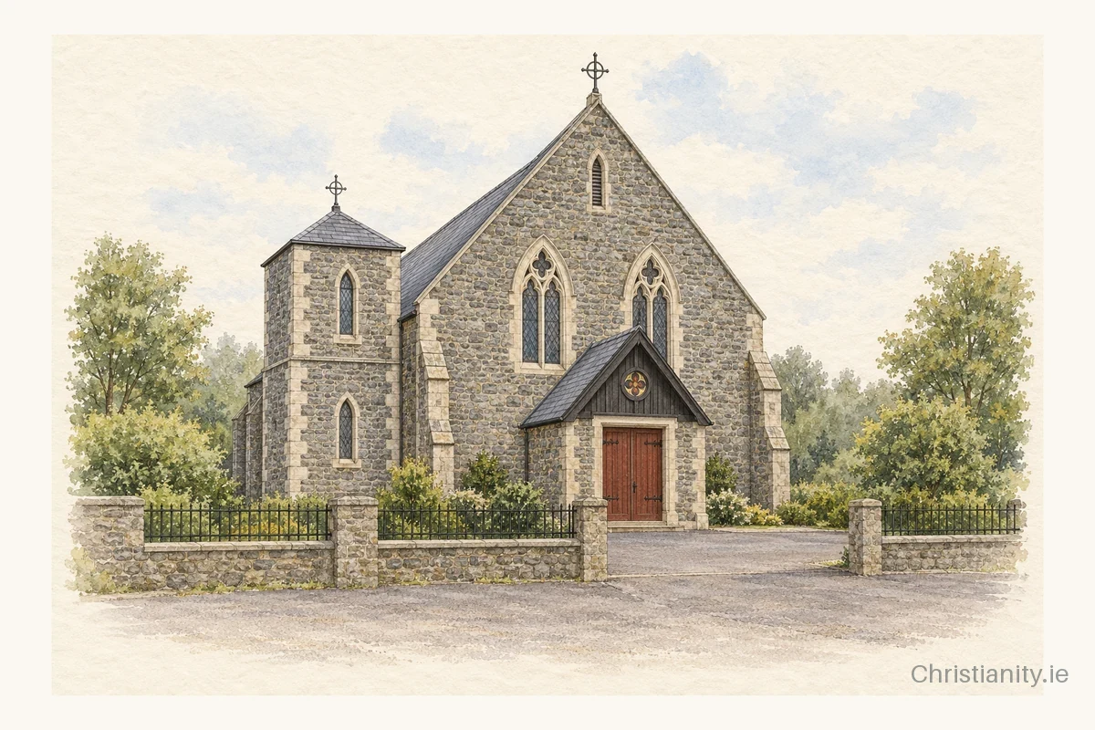 Watercolour and ink illustration of St Mary's on the Hill Church