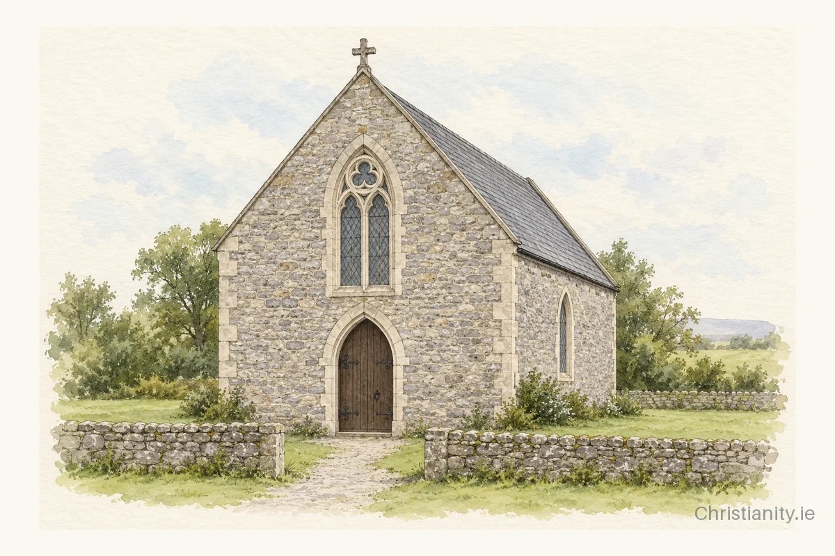 Watercolour and ink illustration of St Mary's, Pallaskenry