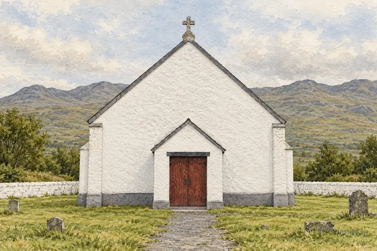 Watercolour and ink illustration of St Mary’s, Sessiaghoneill