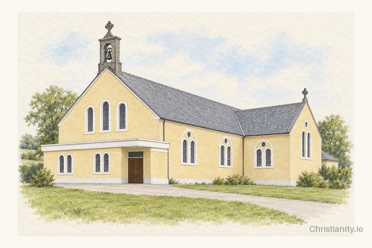 Watercolour and ink illustration of St Mary’s, Threemilehouse