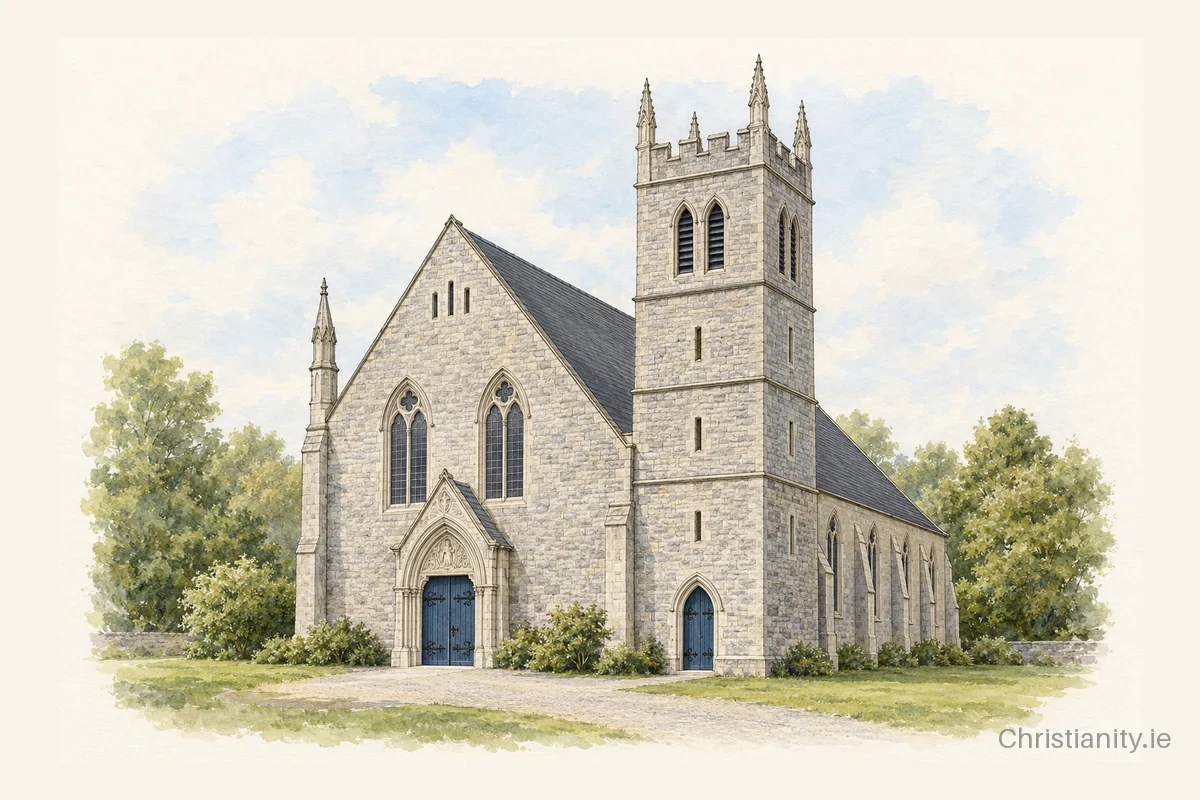Watercolour and ink illustration of St Matthew’s Church, Ballymahon