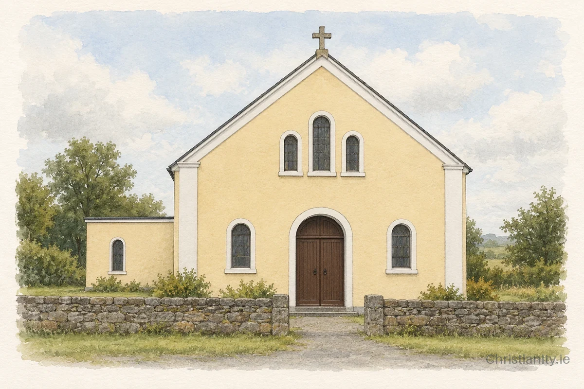 Watercolour and ink illustration of St. Matthew's Church Drumavaddy