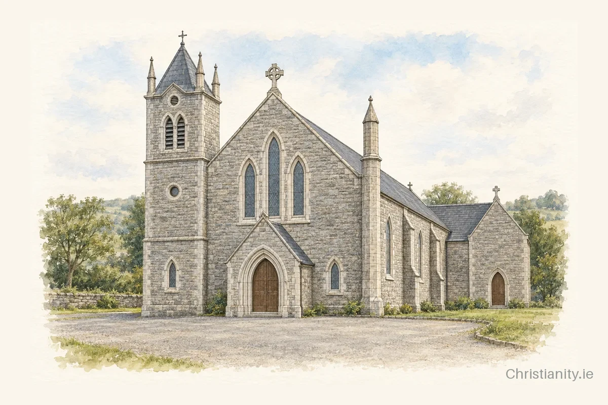 Watercolour and ink illustration of St. Michael The Archangel – Aglish, Borrisokane