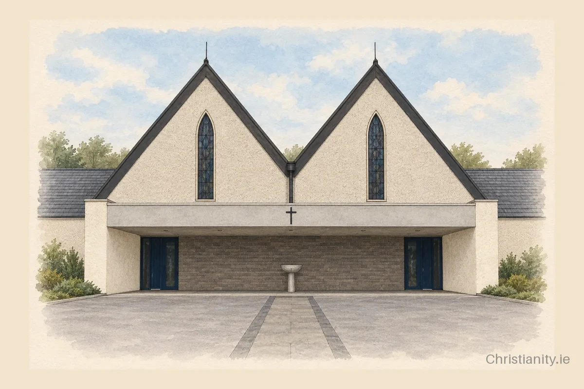 Watercolour and ink illustration of St Michael The Archangel Church Dun Geagan Ballinskelligs