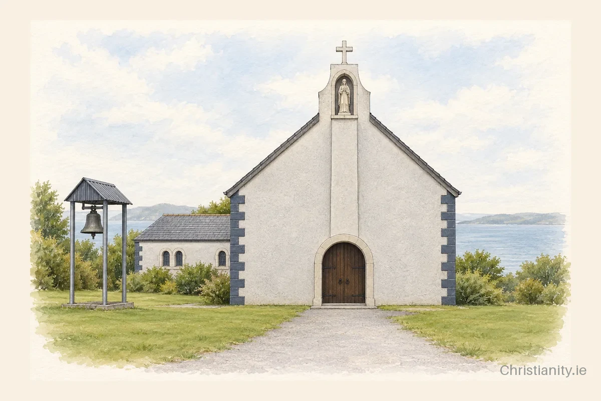 Watercolour and ink illustration of St Michael’s Bere Island