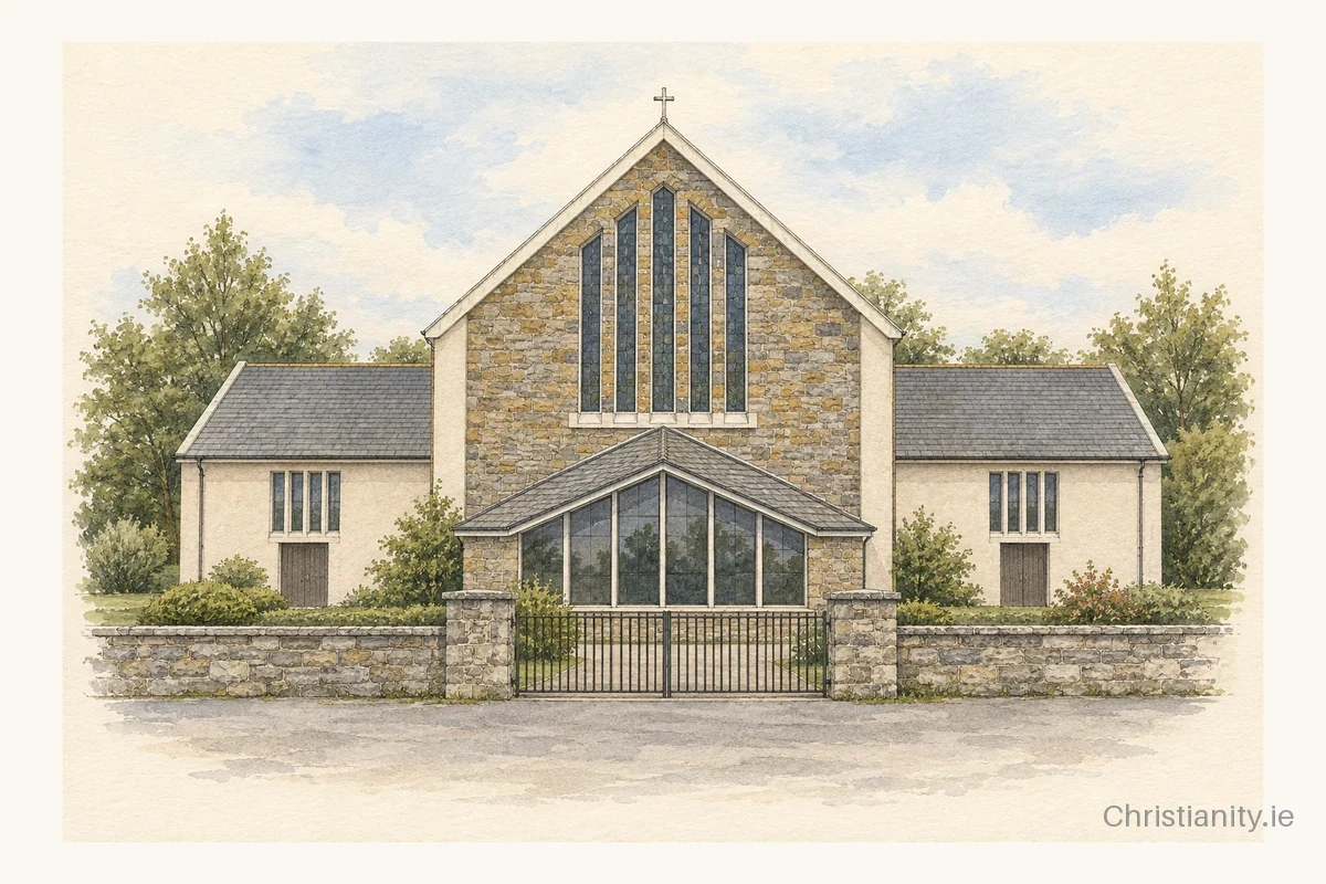 Watercolour and ink illustration of St Michael's Church, Ballyagran