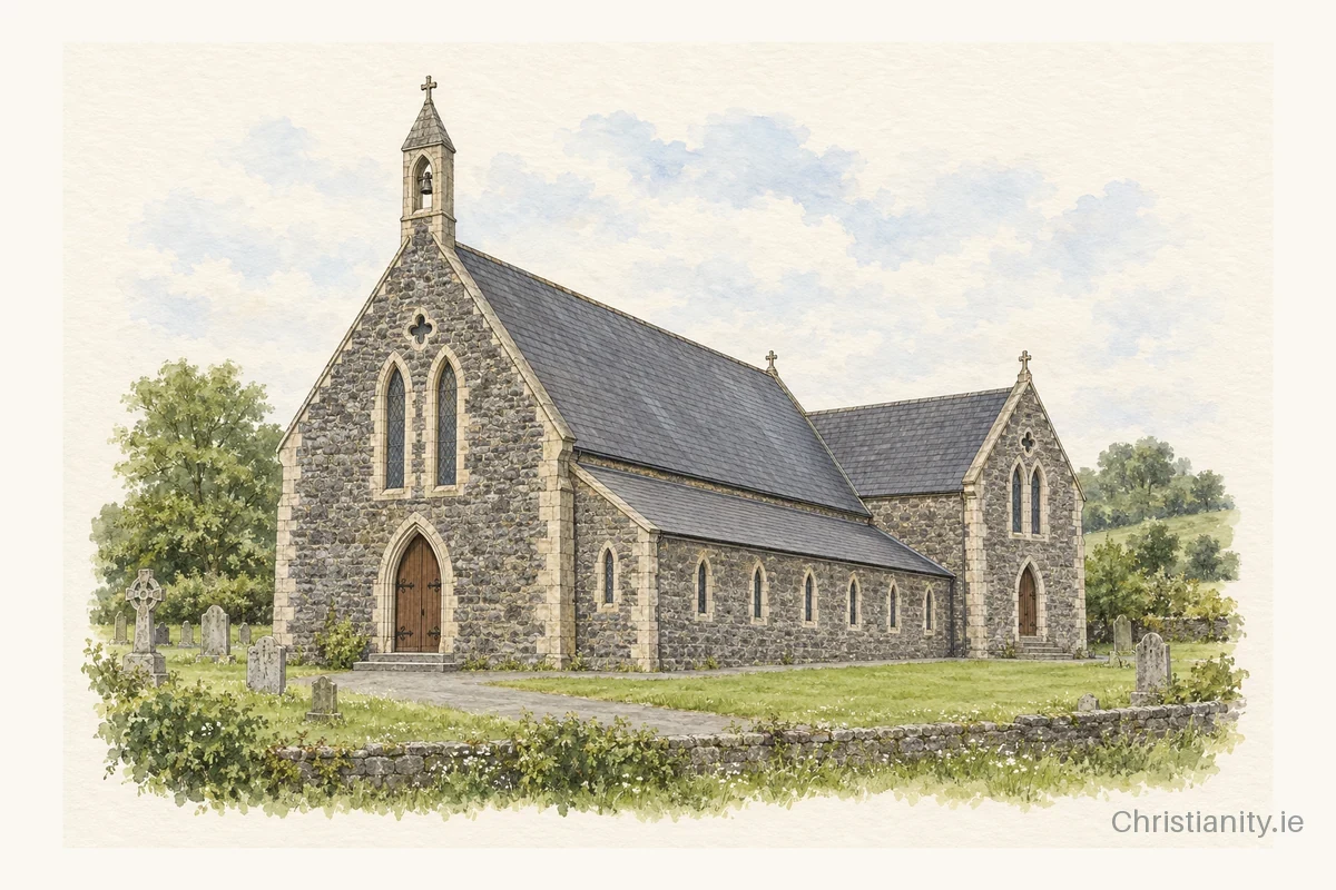 Watercolour and ink illustration of St Michael’s Church, Corduff