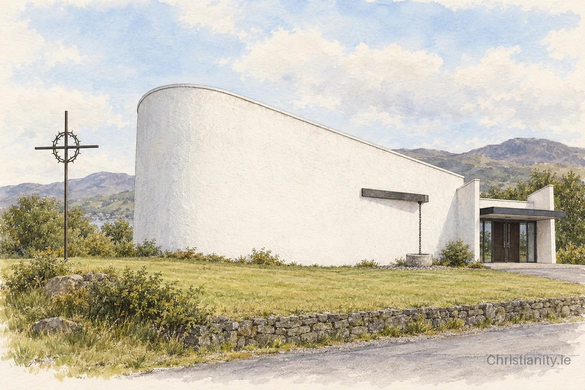 Watercolour and ink illustration of St Michael’s Church, Creeslough