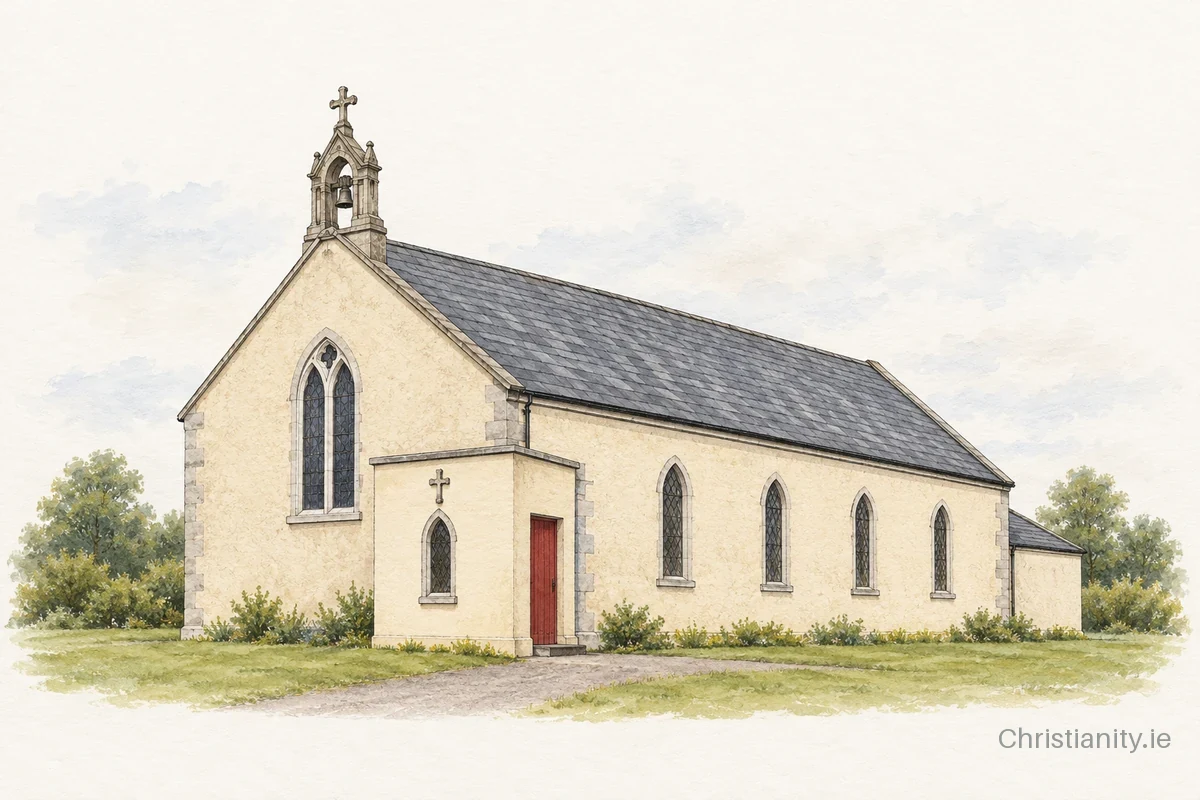 Watercolour and ink illustration of St. Michael’s Church, Tubber