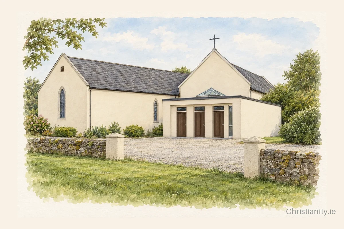 Watercolour and ink illustration of St. Michael’s, Clerihan