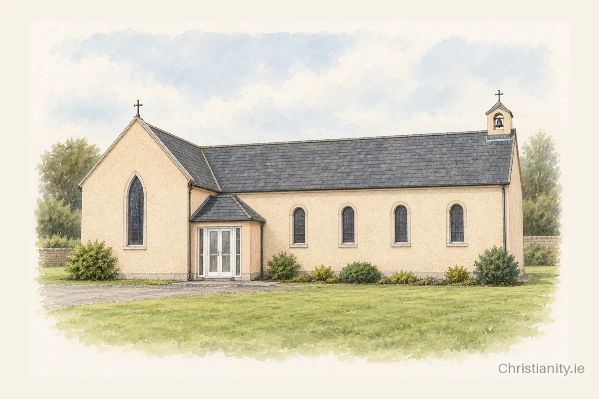 Watercolour and ink illustration of St. Moluada’s Church - Clogagh