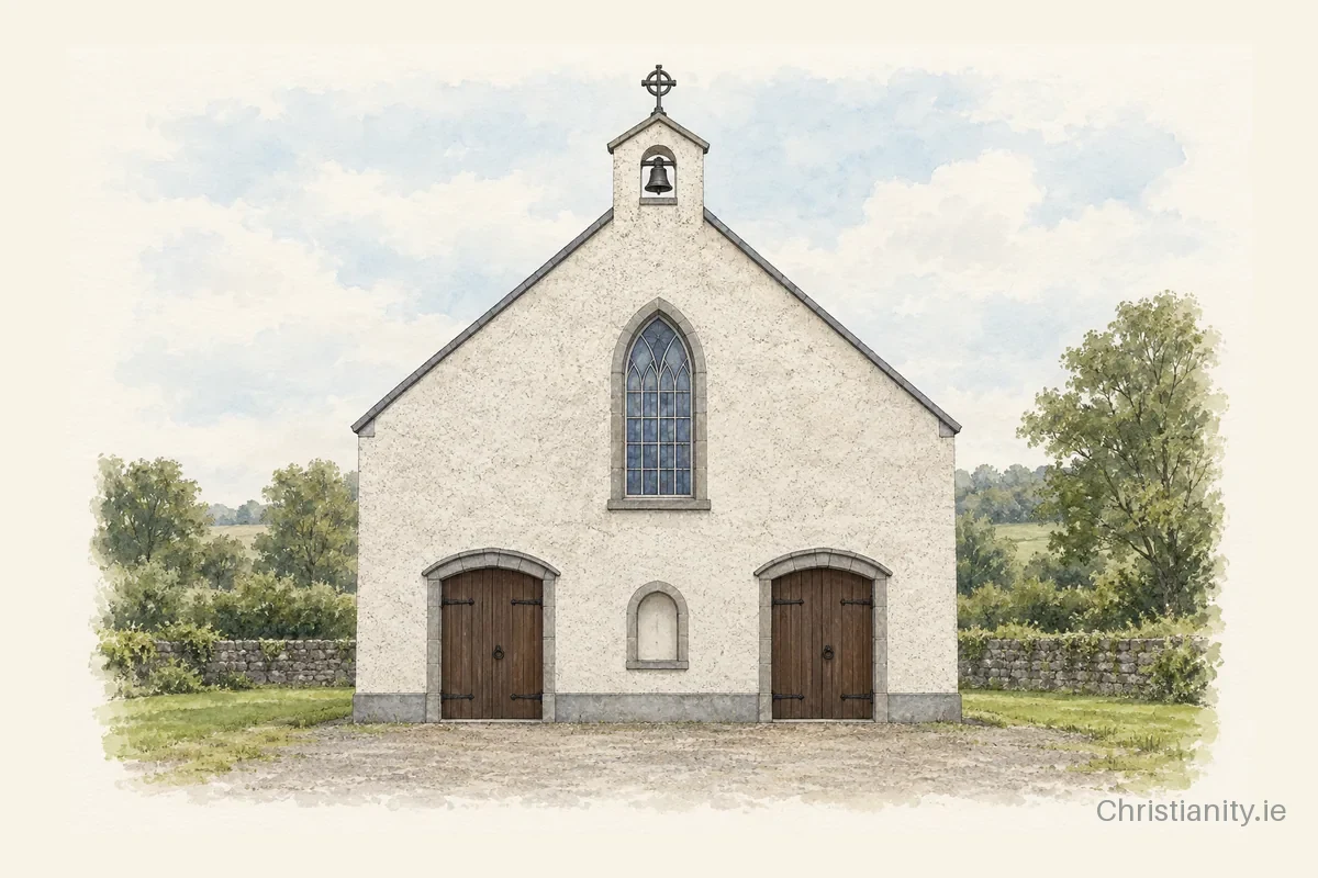 Watercolour and ink illustration of St Munchin, Gathabawn