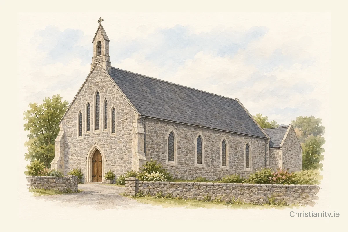 Watercolour and ink illustration of St. Nicholas', Churchtown