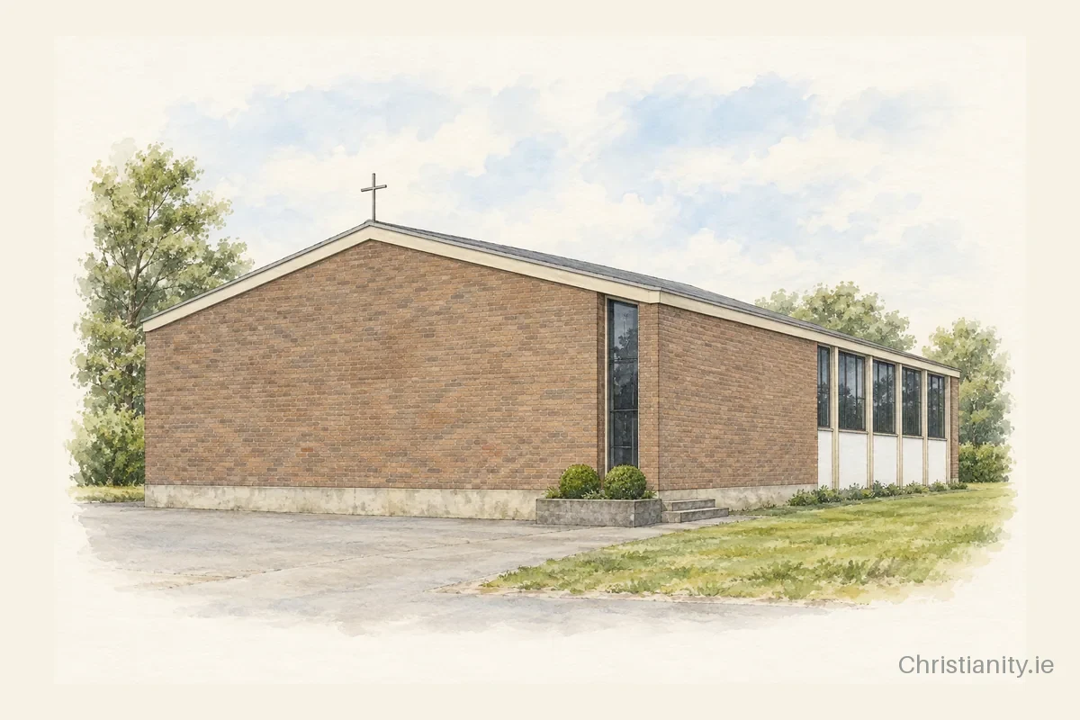Watercolour and ink illustration of St Nicholas, Windgap