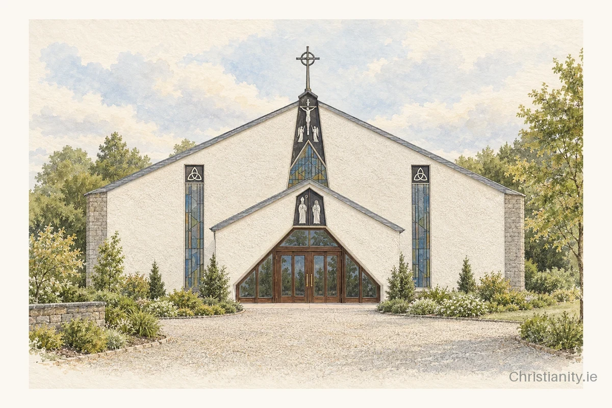 Watercolour and ink illustration of St. Patrick and St. Seachnalls, Dunshaughlin