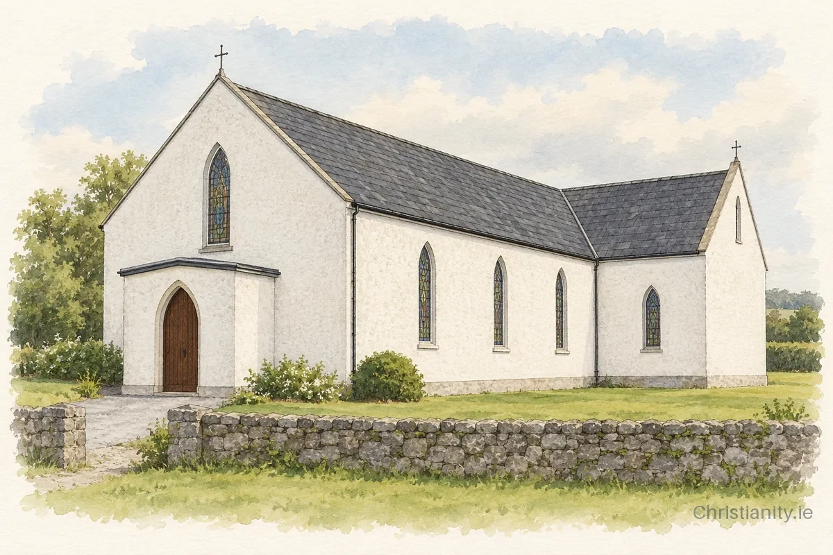 Watercolour and ink illustration of St. Patrick & Cuana