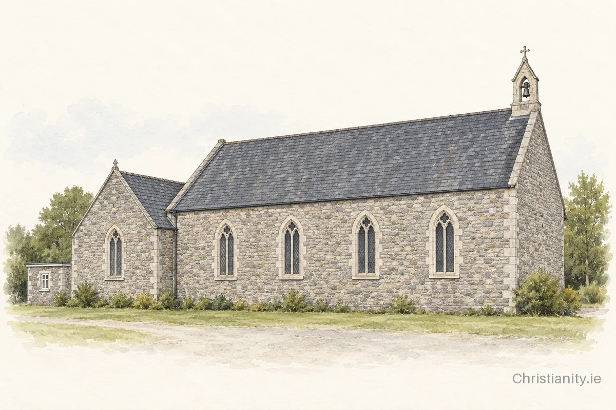 Watercolour and ink illustration of St. Patrick, Parteen