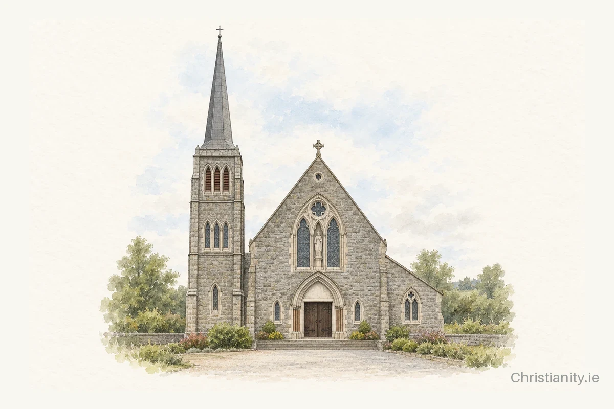 Watercolour and ink illustration of St. Patrick’s, Ballyhaunis