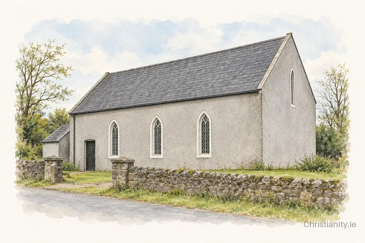 Watercolour and ink illustration of St Patrick's Church