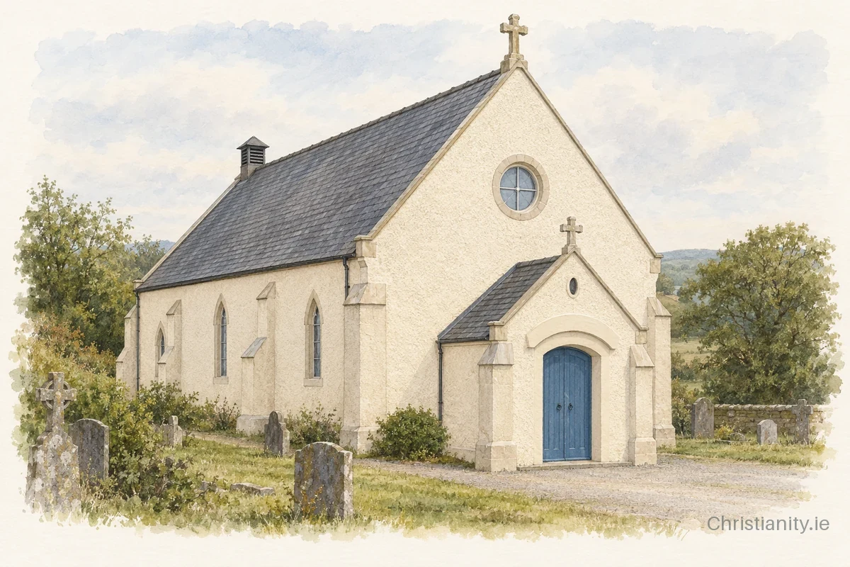Watercolour and ink illustration of St Patrick's Church
