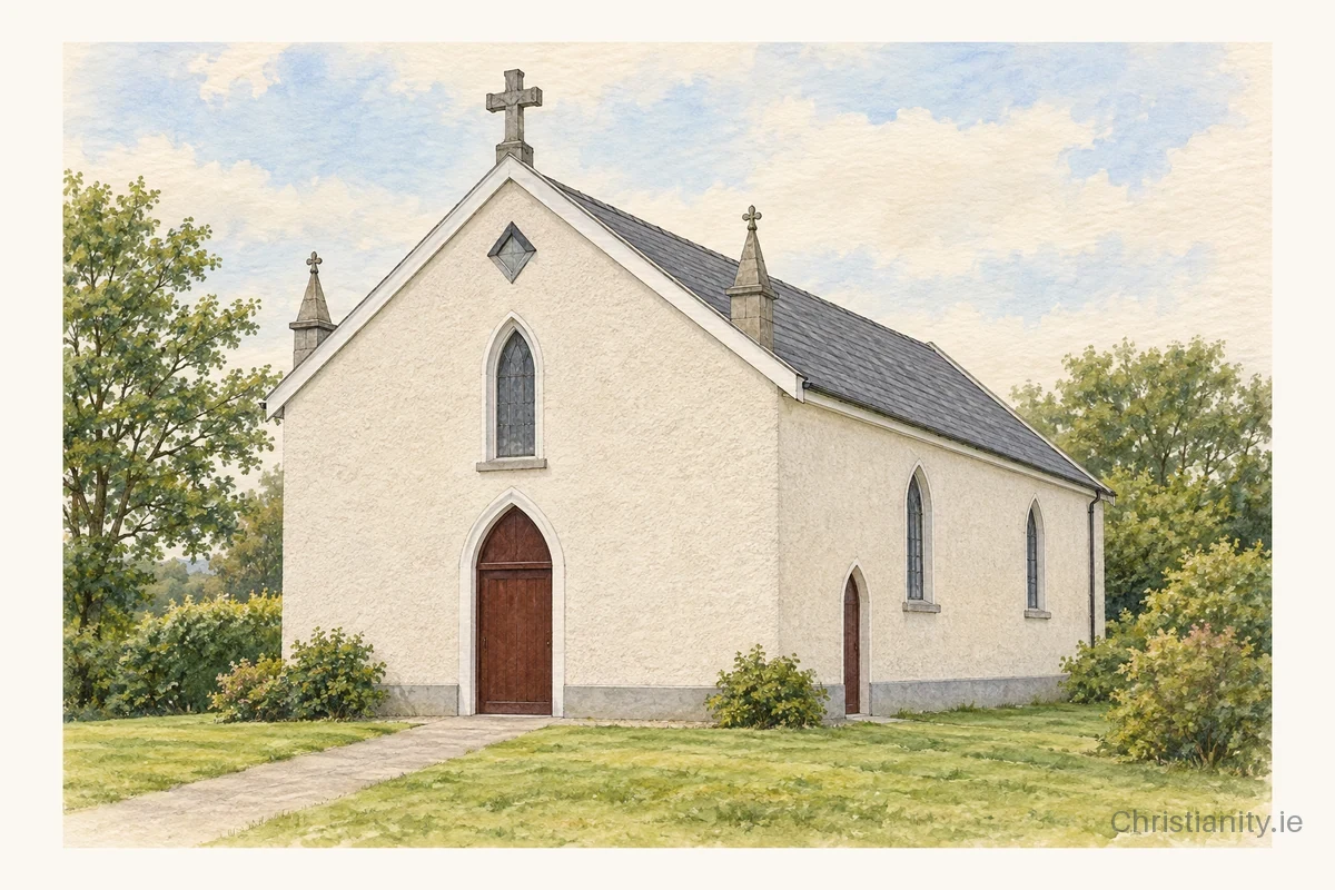 Watercolour and ink illustration of St. Patrick's Church, Donaghmore