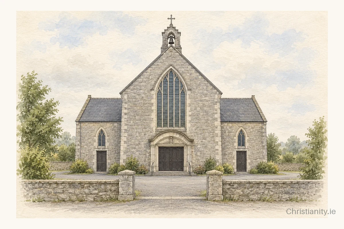 Watercolour and ink illustration of St. Patrick's Church, Dublin Rd.