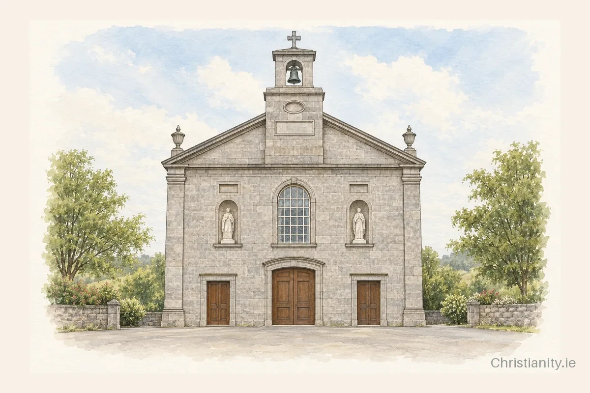 Watercolour and ink illustration of St. Patrick’s Church, Dunmanway