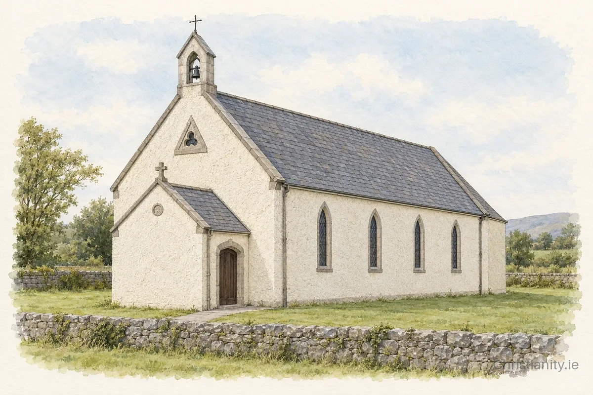 Watercolour and ink illustration of St Patrick’s Church