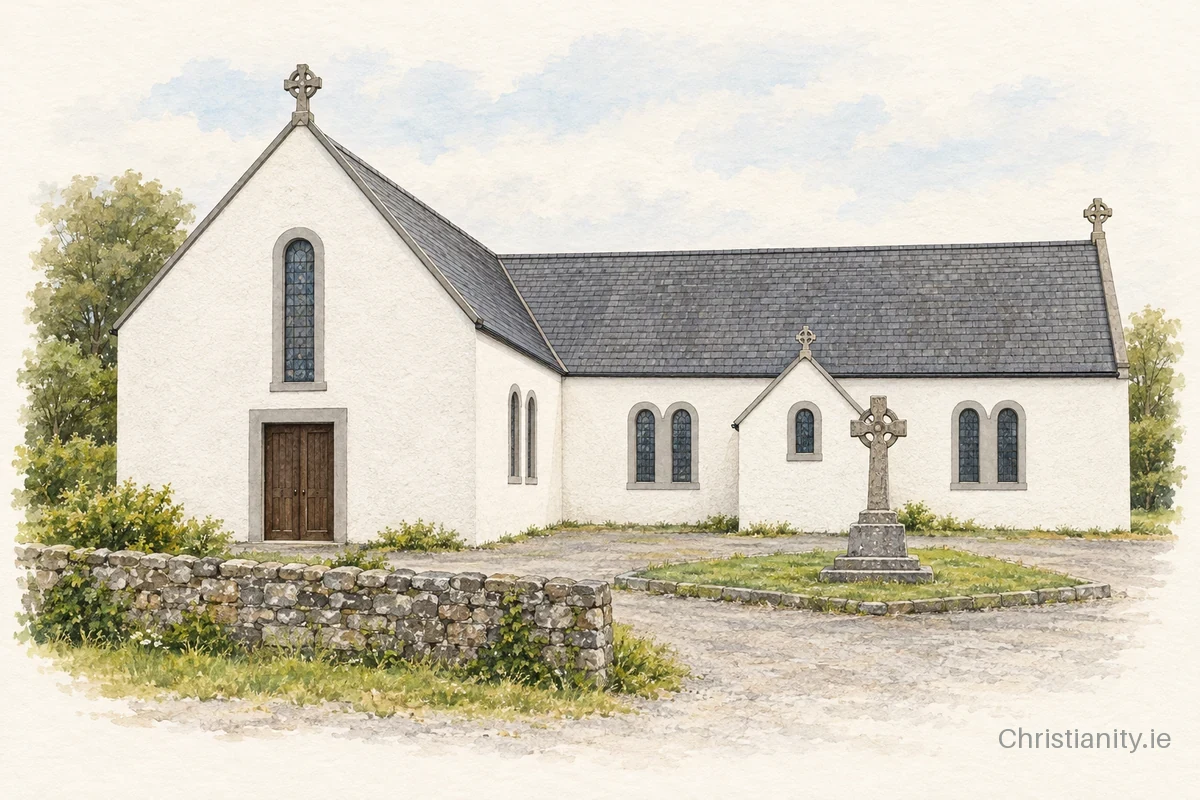 Watercolour and ink illustration of St Patrick’s Church