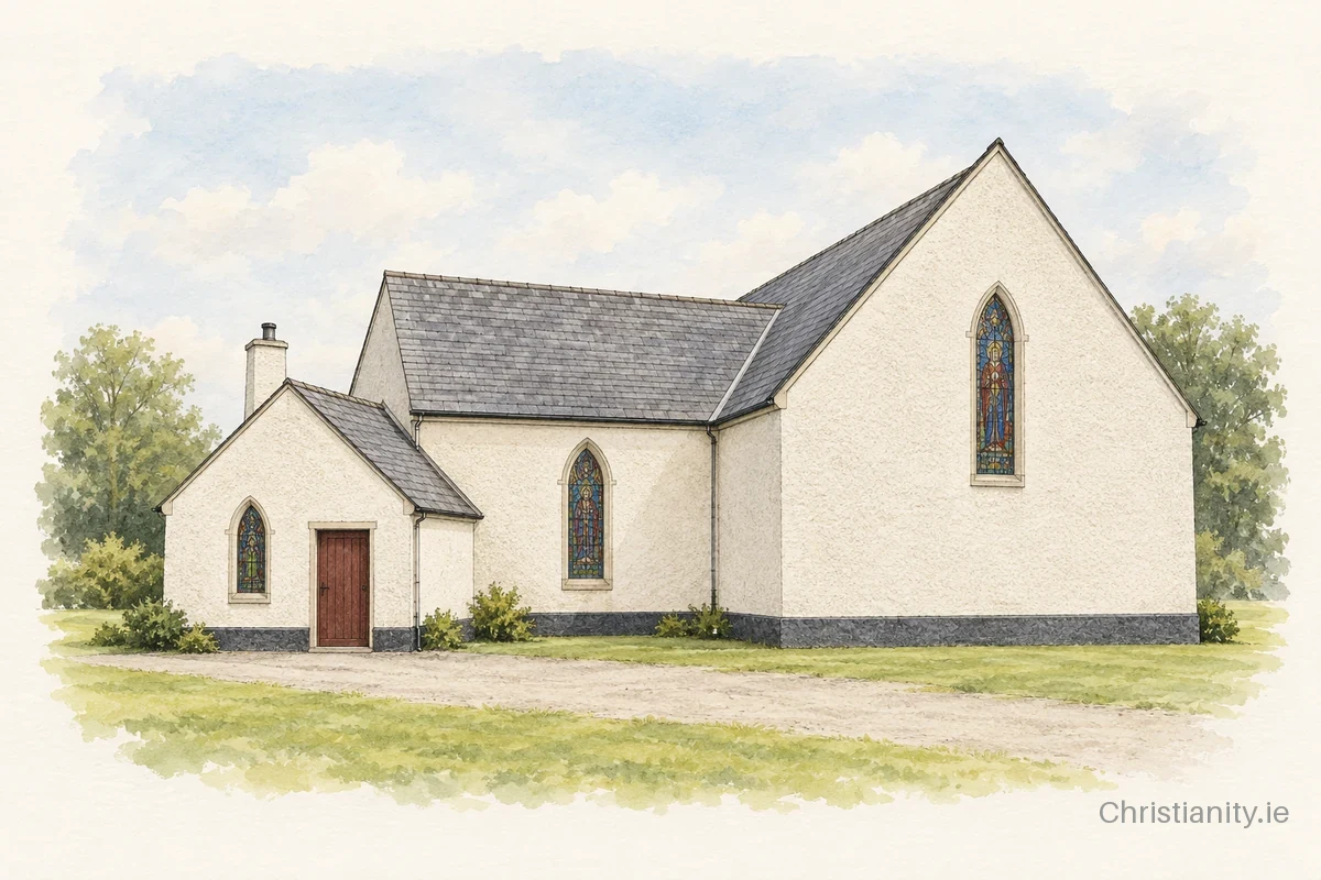 Watercolour and ink illustration of St Patrick’s Church, Killashee