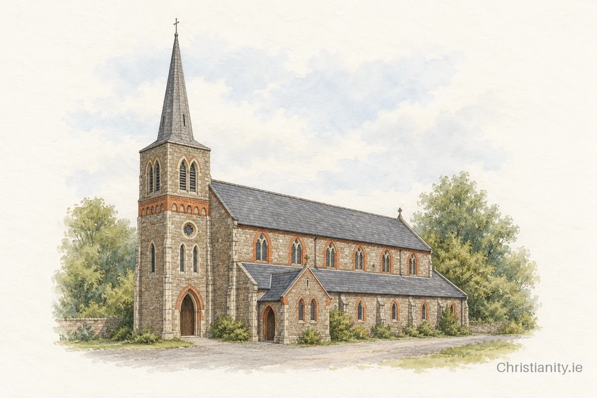 Watercolour and ink illustration of St Patrick’s Church