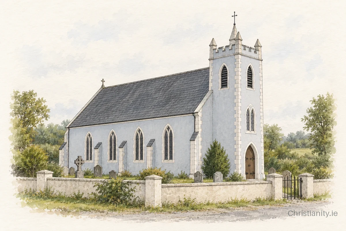 Watercolour and ink illustration of St Patrick's Church