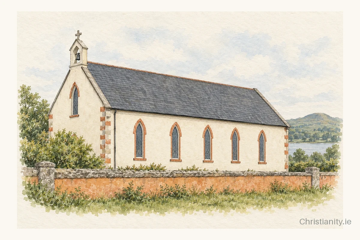 Watercolour and ink illustration of St. Patrick's Church, Patrickswell