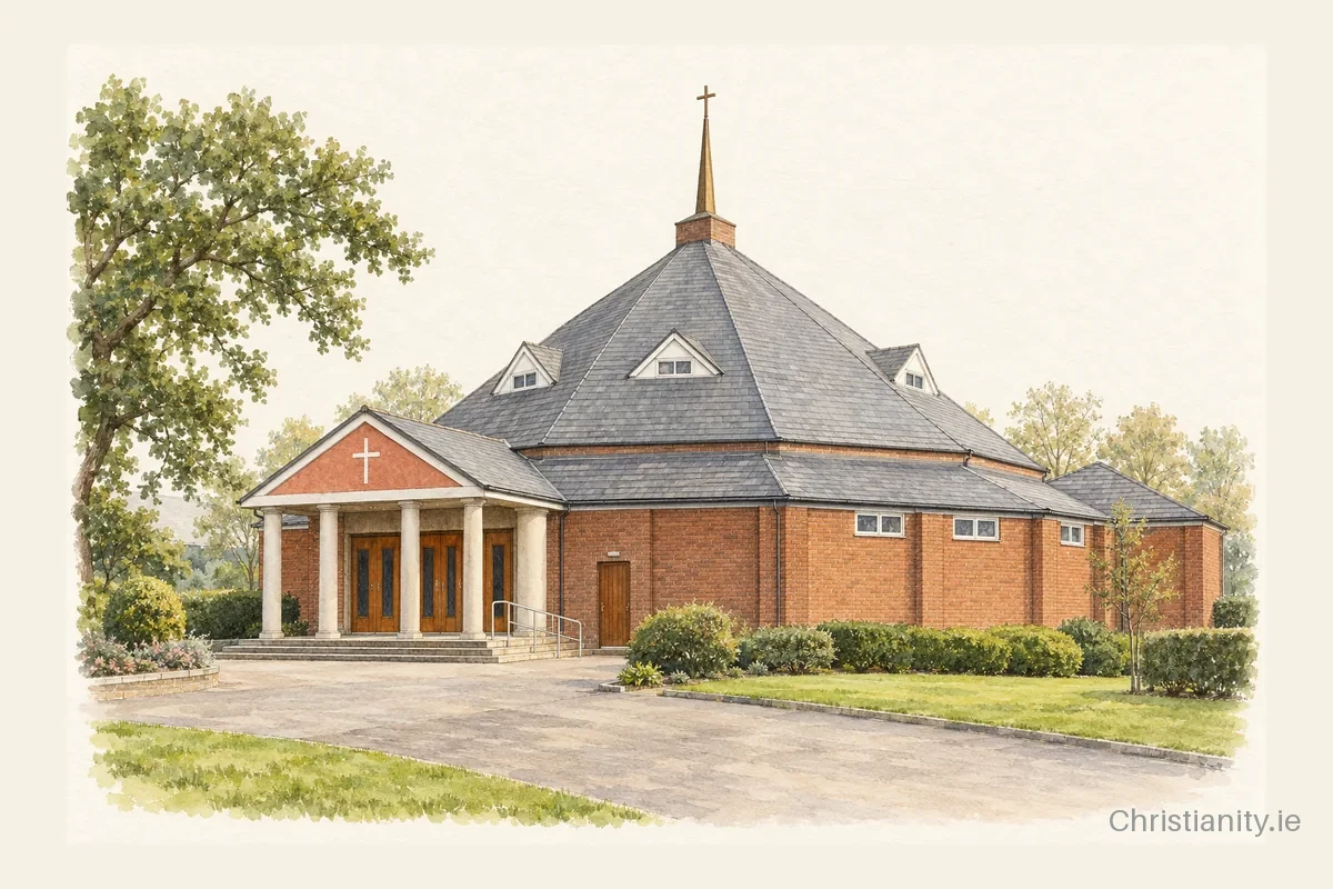 Watercolour and ink illustration of St. Patrick's Church, Rochestown