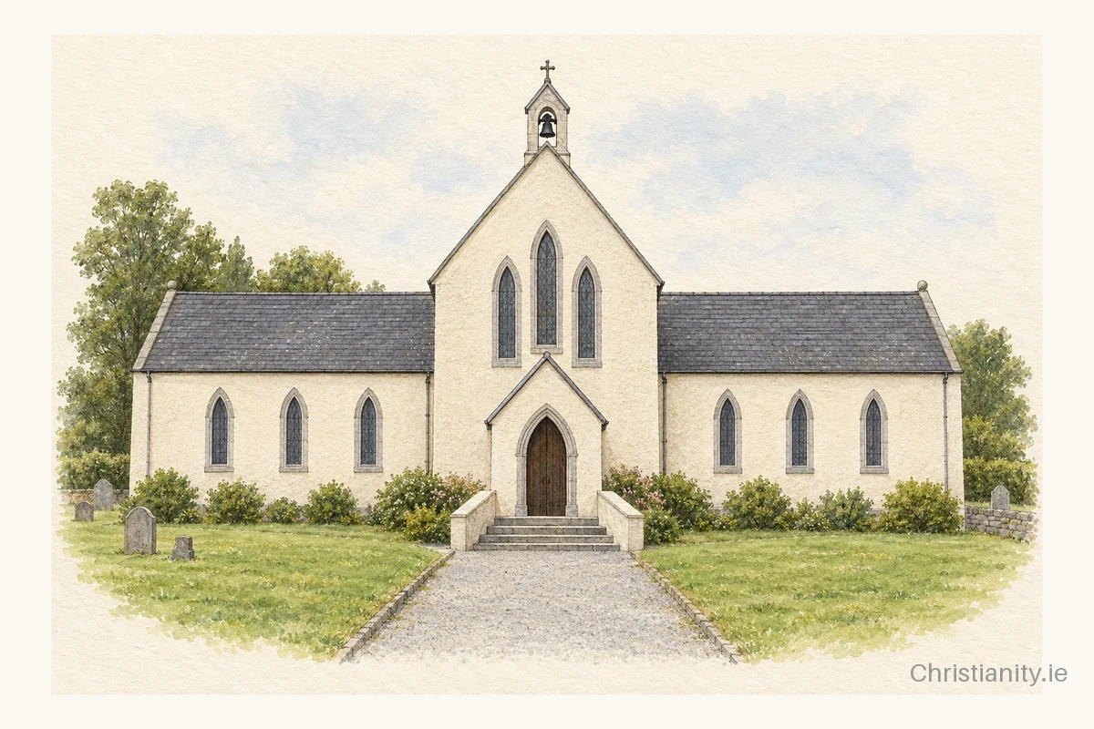 Watercolour and ink illustration of St Patrick’s, Clara